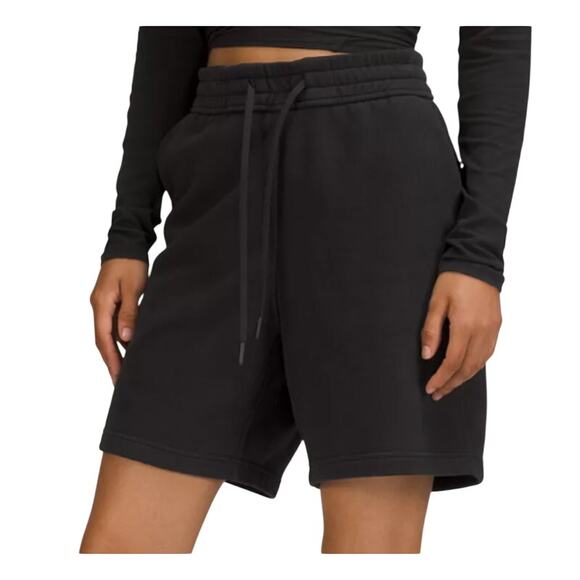 AGOLDE Women's Black Fleece Boxing Shorts Adjustable Drawstring Waist Medium